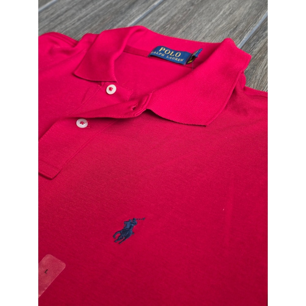 Polo Ralph Lauren Mens Short Sleeve Cotton Mesh Polo Shirt Red RL2000 Size L NWT